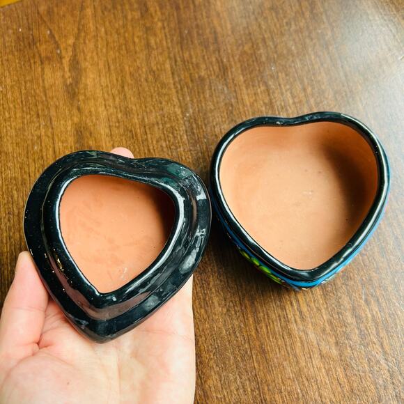 Hand Painted Terracotta Trinket box Colorful Celestial Oval Mat Finish Mexican - Picture 7 of 10